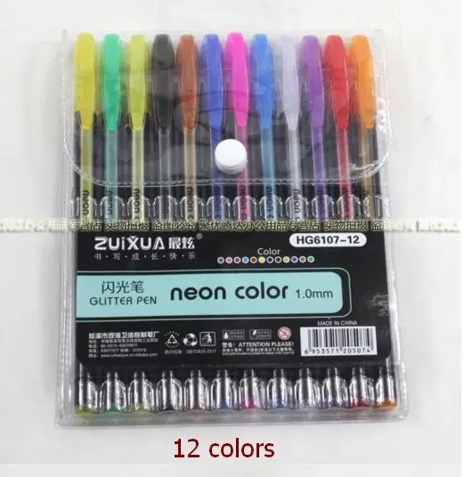 12 colors 12 24 36 48 набор гелевых ручек, цветные гелевые ручки, блестящие металлические ручки, хороший подарок для рисования цветом, детей, набросков, живописи, рисования - Цвет: 12 colors
