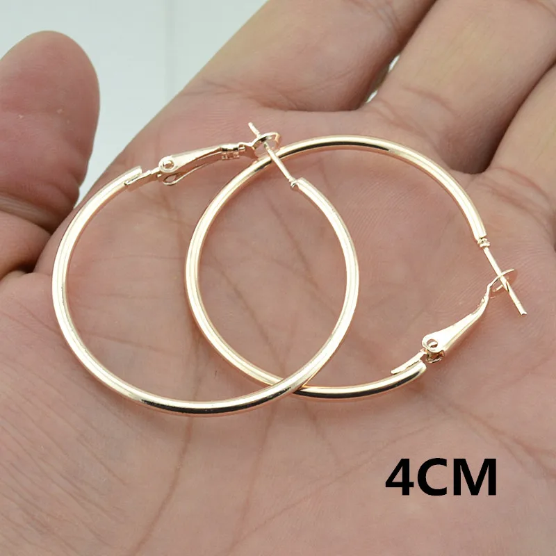 Rose Gold 4cm Большие маленькие круглые серьги-кольца для женщин, женская мода, фирменное розовое золото, черное кольцо, ювелирные изделия для ушей, для ночного клуба, DJ, женские серьги - Окраска металла: Rose Gold 4cm