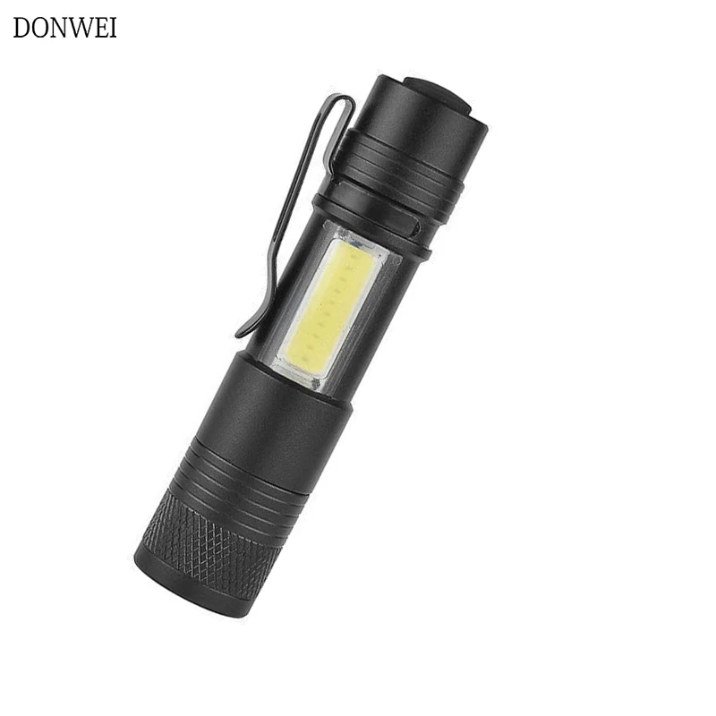 2000LM Mini Portable LED Flashlight Q5&ampCOB Work Light lantern Powerful Pen Torch 4 Modes Waterproof Lamp AA battery power | Лампы и
