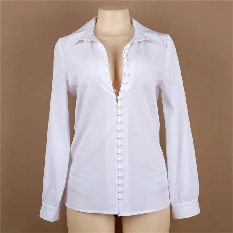 Blusas Femininas 2017 рубашка с длинным рукавом и пуговицами женская одежда белая большие