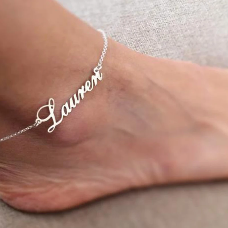 

Custom Name Anklets Personalized Gold stainless steel Leg Chain Bohemian Ankle Foot Jewelry Gold Nameplate Ankle Bracelet