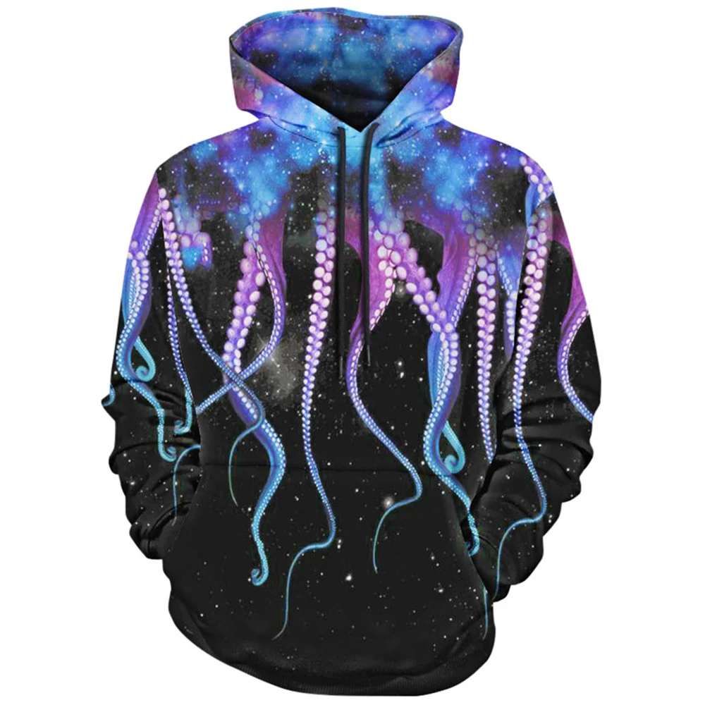 Толстовка с капюшоном 3d принтом Осьминог и карманом кенгуру|hoodies casual|fashion hoodiehoodie