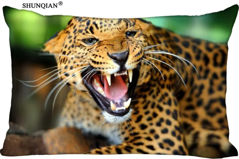 

Hot Custom Leopard Rectangular Pillowcase Home Bedroom Living Room Silk Pillowcase Two Sides Printing More Size