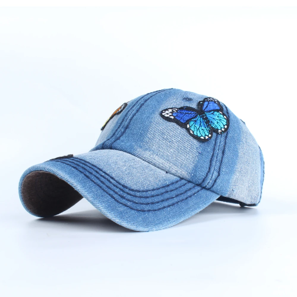 Новинка модные стикеры в виде бабочек шапки Sanpback для женщин облегающие потертые