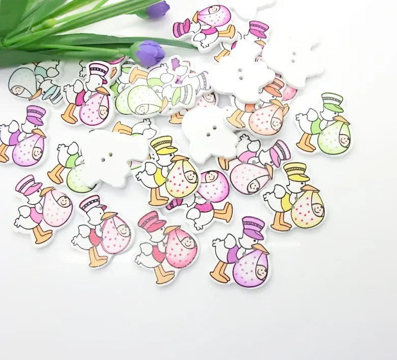 Бесплатная доставка 50 шт Случайные Смешанные 2 отверстия узор утка переноски