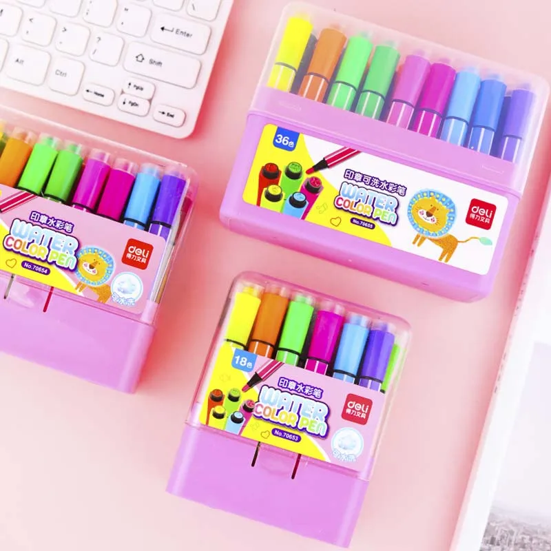 1 комплект с двумя головками для детей моющиеся цветные ручки рисования печатью