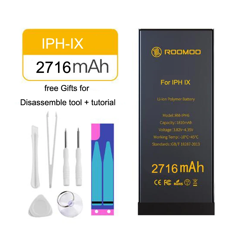 DHL 100% оригинальный аккумулятор мобильного телефона для iPhone X реальная емкость 2716