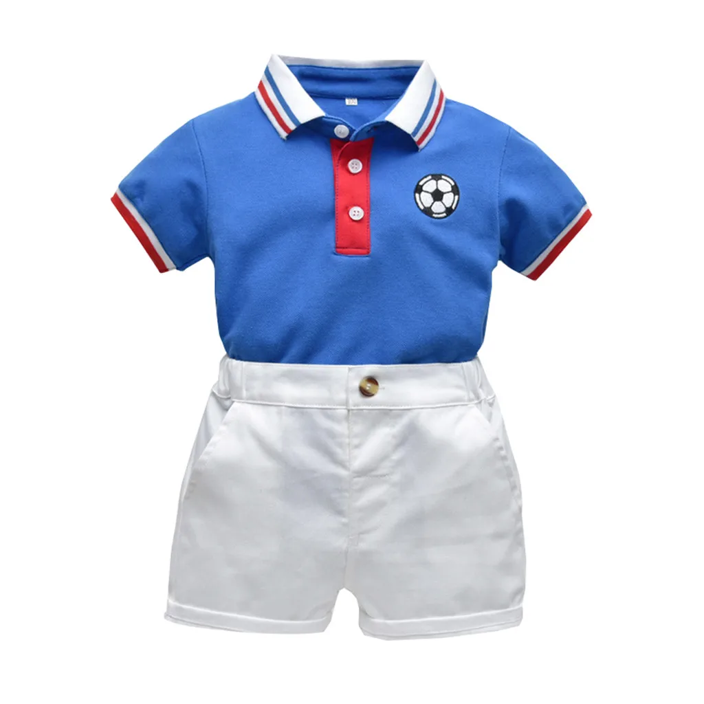 SAGACE Kids Boy Baby Gentleman Clothes Overalls Striped Football T-Shirt Tops Short Outfits Sets Clothing | Детская одежда и обувь