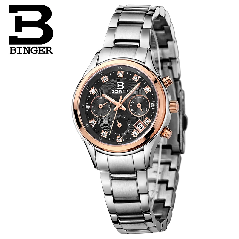 Часы женские Кварцевые водонепроницаемые из нержавеющей стали с хронографом|clock