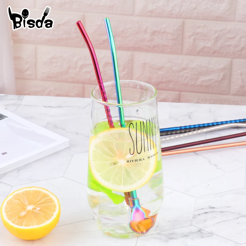 8 шт. разноцветная ложка для напитков из нержавеющей стали|Соломинки питья| |