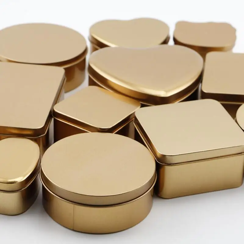 

10pcs/lot High Grade Tinplate Candy Gift Packaging Box Round Heart Square Shaped Iron Metal Box Wedding Party Supplies