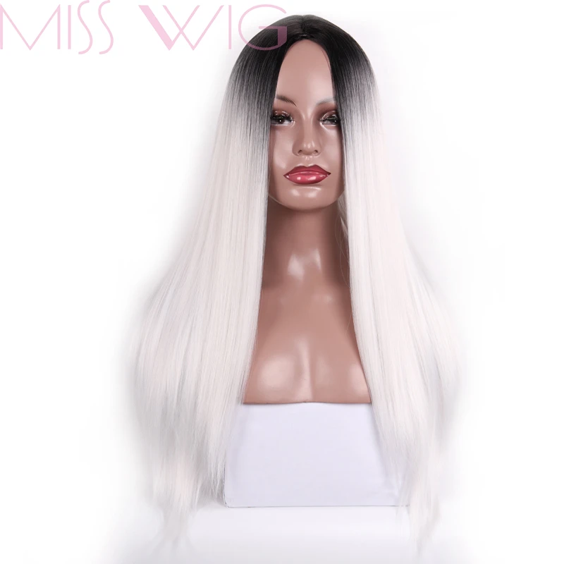 Miss wig Ombre Синий прямой Длинные Синтетические парики для женщин черный красный 24