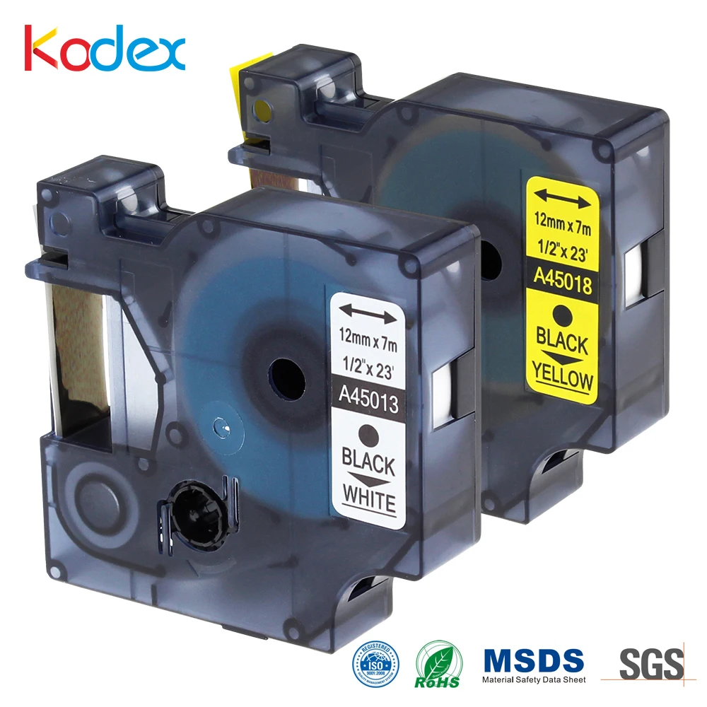 Kodex 2 шт. D45013 12 мм смешанный цвет совместимый с DYMO D1 45013 45018 ламинированная этикетка