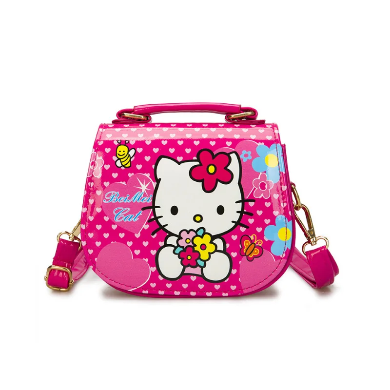 Purple Рисунок «Hello Kitty» мультфильм PU дети плечо Повседневное модные тонкие сумка Водонепроницаемый пользовательских диагонали для маленьких девочек KT плюшевый Кошелек - Цвет: Purple