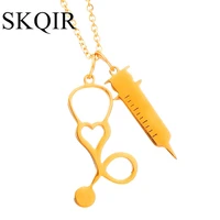 skqir personalized necklaces for women medical stethoscope syringe s heart necklacess nurse jewelry accessories gifts