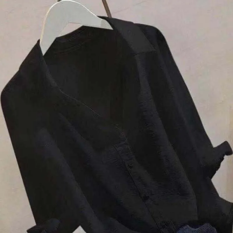 Black NEEDBO, белая блузка, женские рубашки и блузки,, половина рукава, размера плюс, топы, женские блузки, офисные, повседневные, Blusa Mujer, женские топы - Цвет: Black