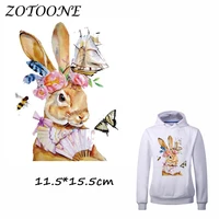 zotoone iron on patches for clothes heat transfer retro bunny patch washable t shirt stickers for diy accessory applique kids c
