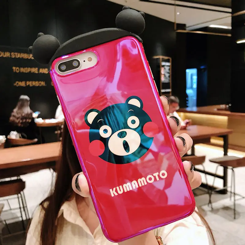 Чехол с 3D синим светом для iphone 11 X XR XS Pro Max Cartoon bear, чехлы для телефонов iphone 8 7 6 6S Plus, чехол Розовая пантера - Цвет: Red bear