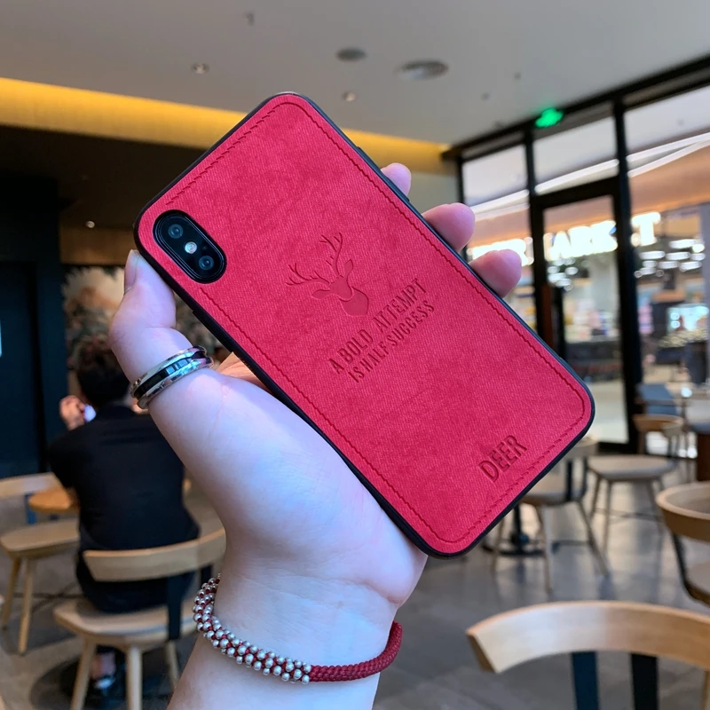 Ультратонкий тканевый чехол из мягкого ТПУ с 3D рисунком оленя для iPhone 6 6s SE 7 8 Plus X XS