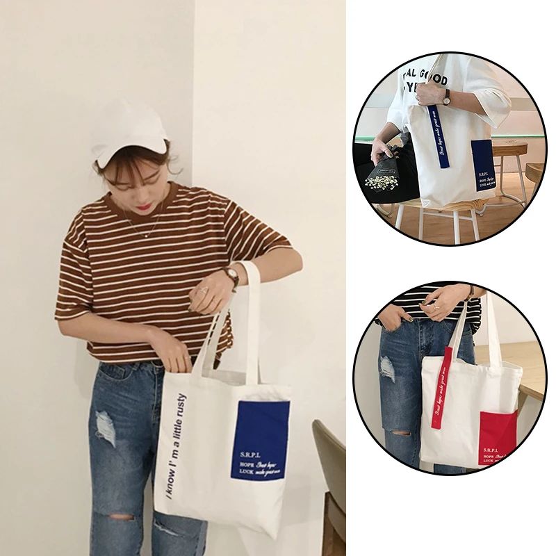 

Women's Canvas Shoulder Bag Letter Messenger Lovely Package Tote Art Cross Body Bag Large Capacity Ins Casual Shoulder Bags