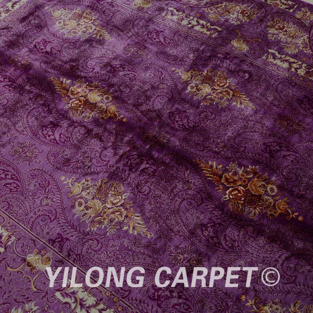 Yilong 5.6'x8.2' Antique handmade Turkish carpet red purple silk rug persian (1838) | Дом и сад