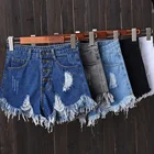 Женские джинсовые шорты, винтажные повседневные рваные шорты с высокой талией и бахромой, летние джинсовые шорты, 2019