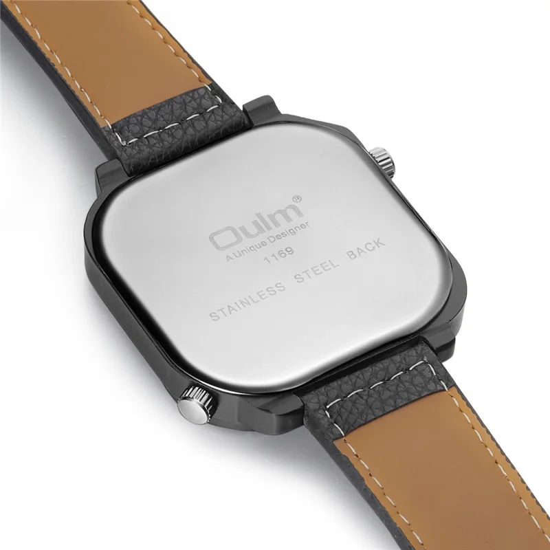 

Oulm Dual Time Zone Watch HP1169 New Style Casual Men's Wristwatches Decorative Compass Temperature Unique Male Quartz Watch