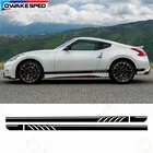 Спортивная наклейка в полоску для Nissan 370Z Cooper, наклейка на дверь и боковую юбку гоночного автомобиля, аксессуары для кузова автомобиля, водонепроницаемые декоративные наклейки с хвостом