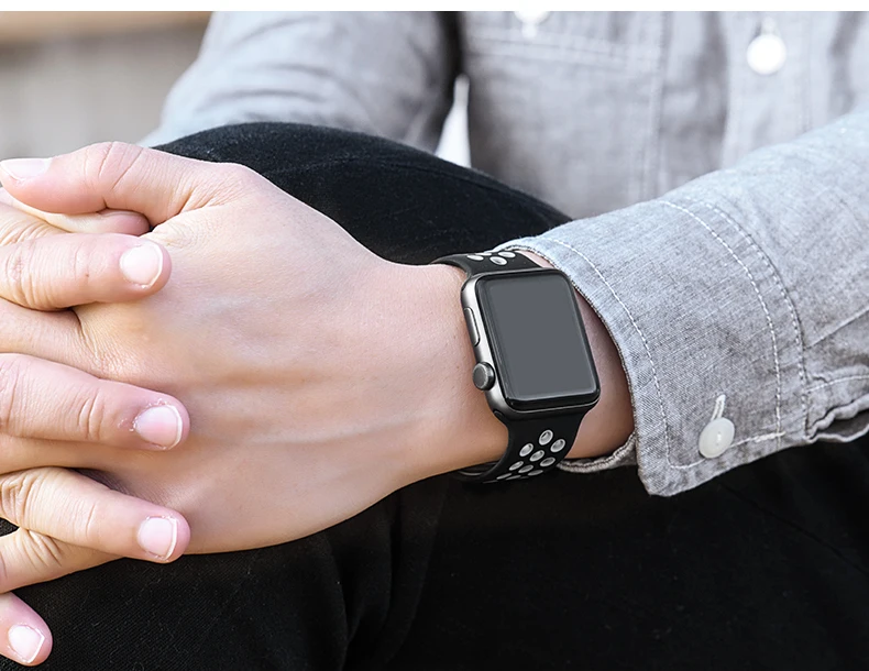 Спортивный ремешок для Apple Watch 42 мм 38 мм iWatch 44 мм 40 мм силиконовый браслет ремешок для Apple watch 5 4 3 2 1 42/44 мм