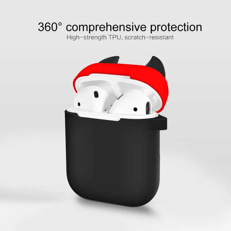 Мягкий Силиконовый противоударный защитный чехол Ox Horn с крючком для AirPods Boxes