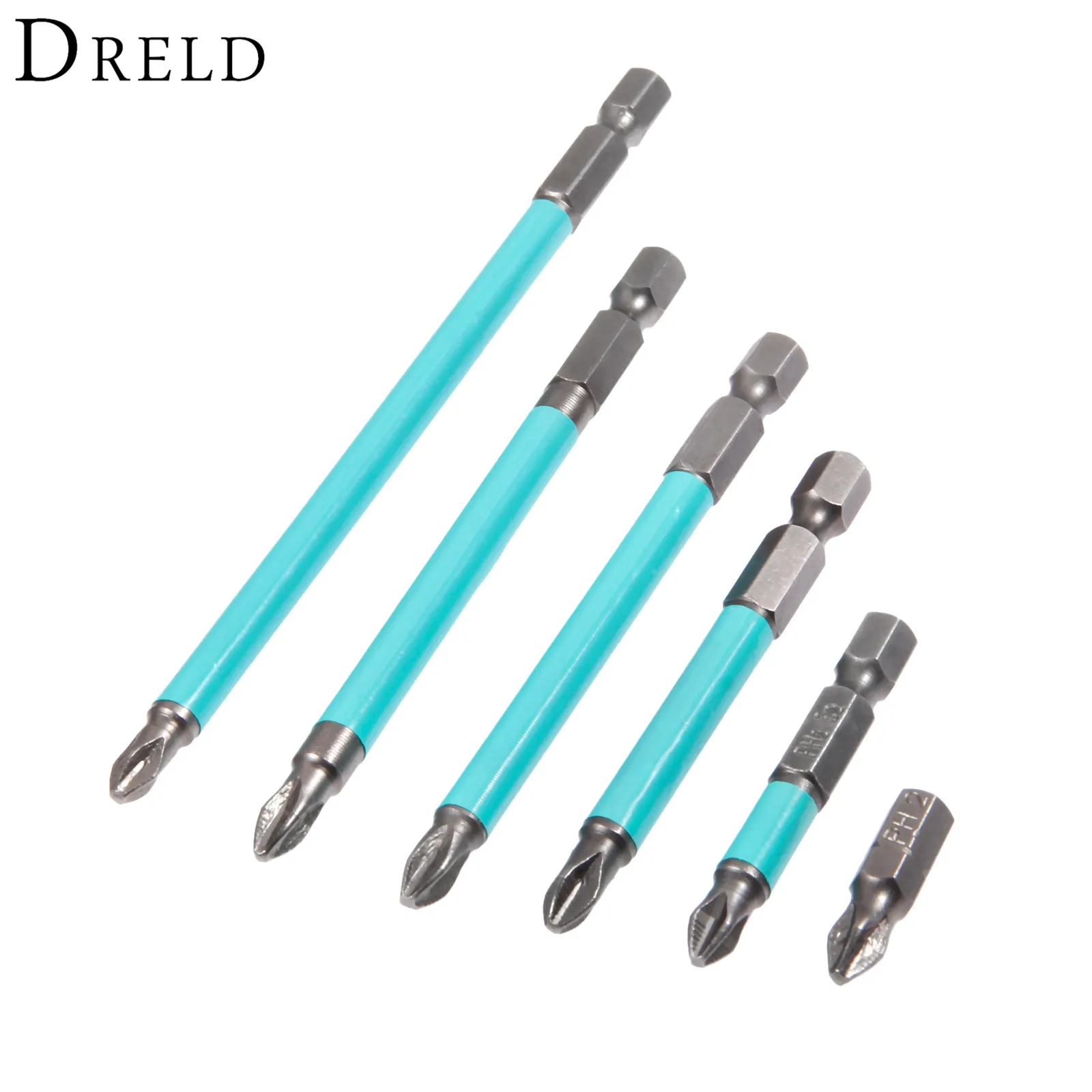 Набор нескользящих магнитных насадок для отверток DRELD 6 шт./компл. PH2 Phillips