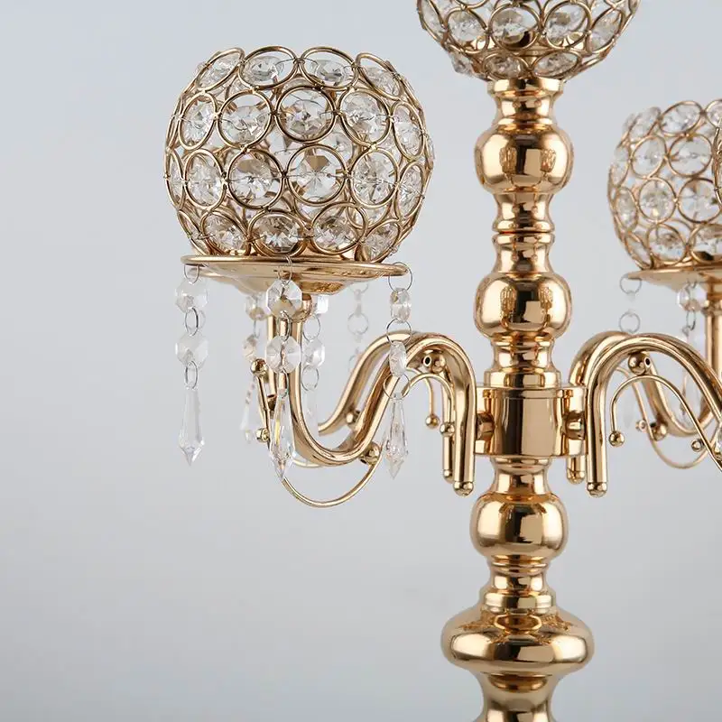 Блестящий подсвечник с 5 ручками свадебное украшение центральный стол