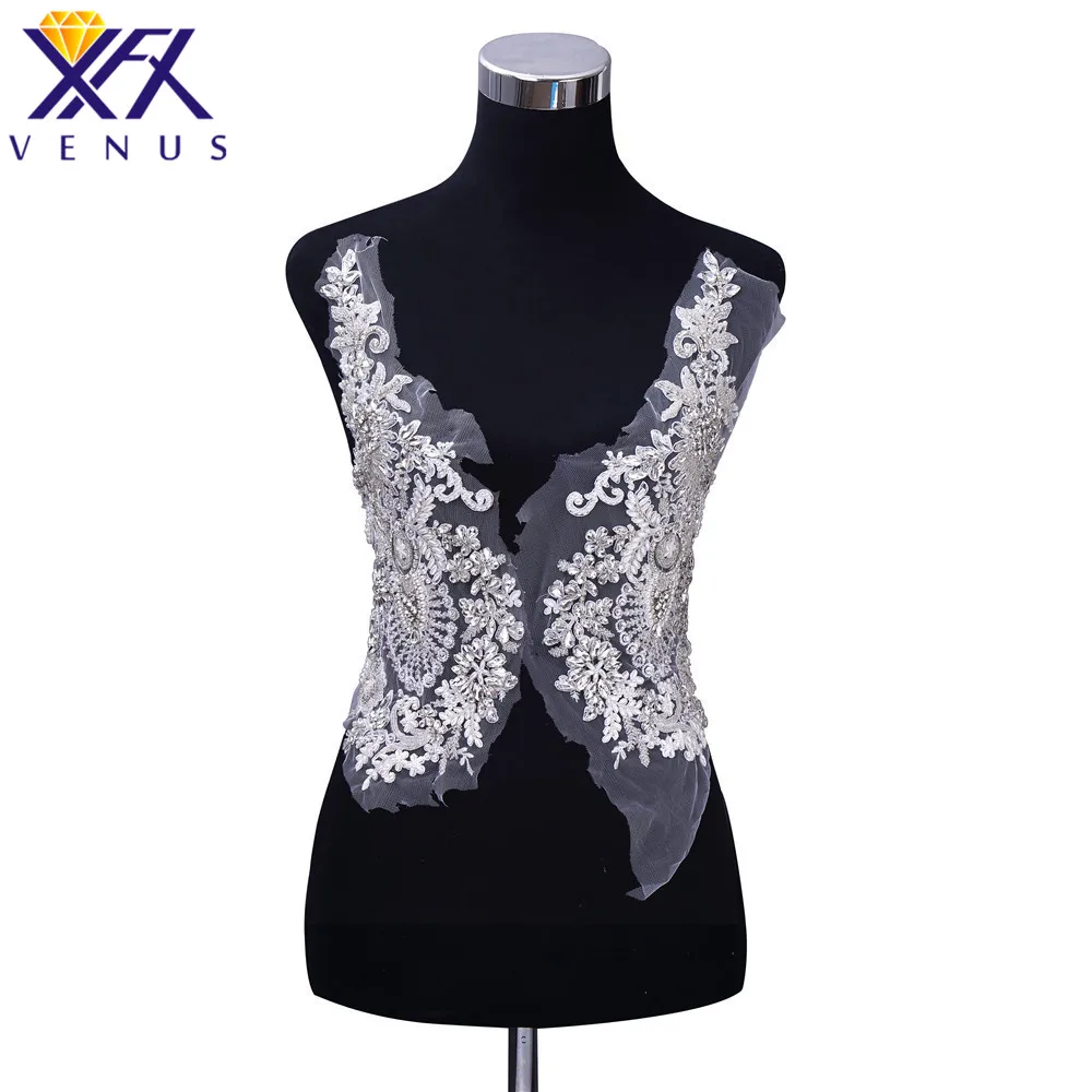 1 пара, аппликация для платья ручной работы XFX VENUS, вышивка, аппликация из бисера, Аппликация из бисера, тканевая нашивка, одежда ручной работы