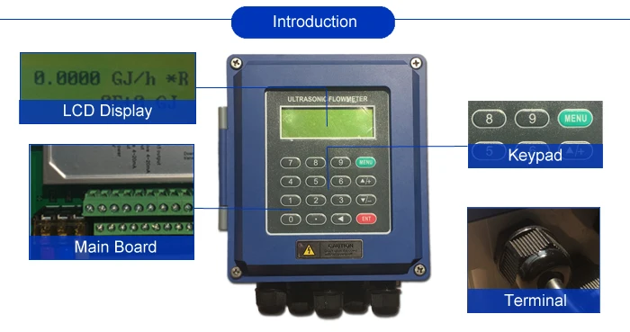 TUF-2000B Ultrasonic Liquid Flow Meter TS-2 Transducer DN15mm-100mm