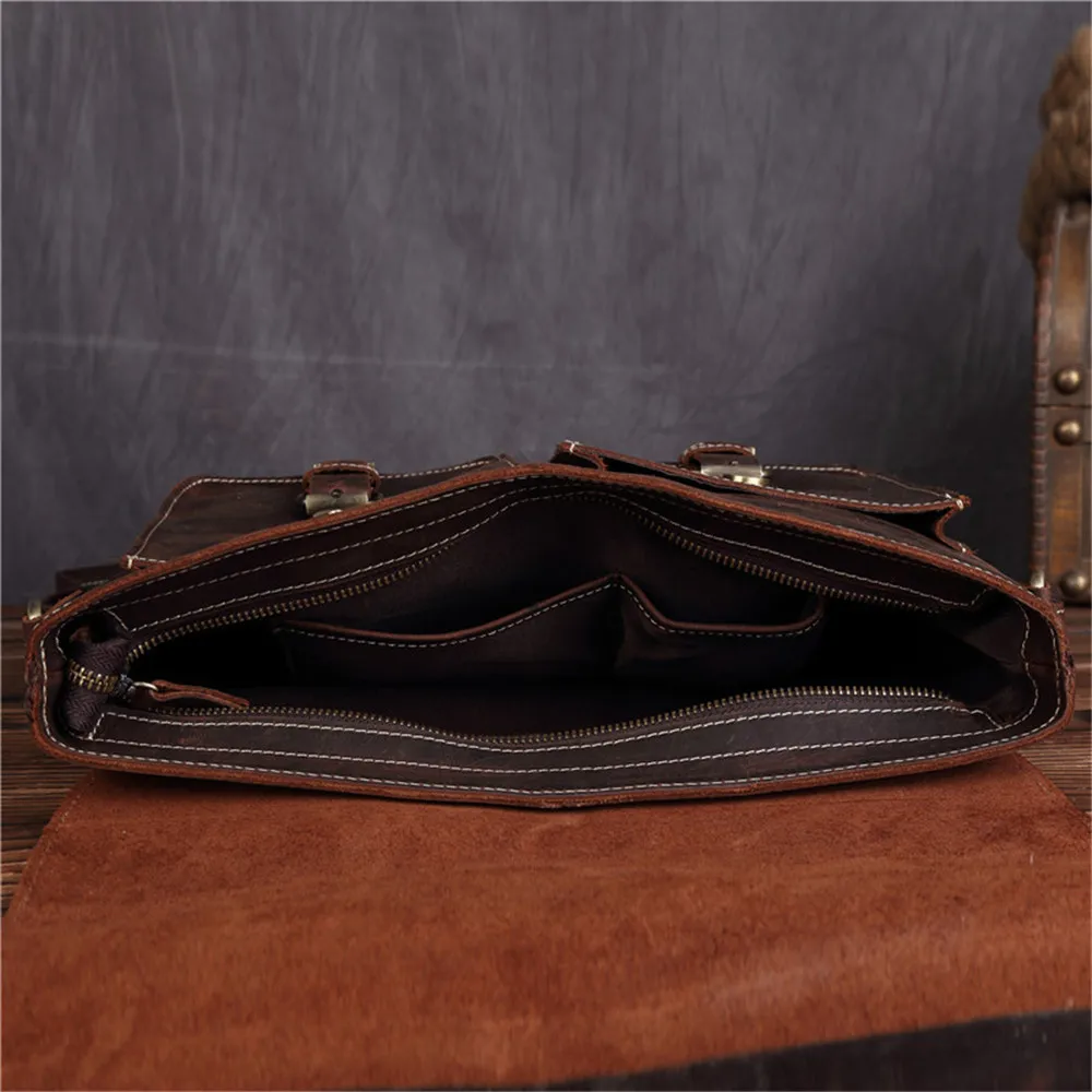 Genuine Leather Messenger Bag 13 Inch Laptop Briefcase Real Shoulder Handbag for IPAD Cross body Large Capacity Tote |