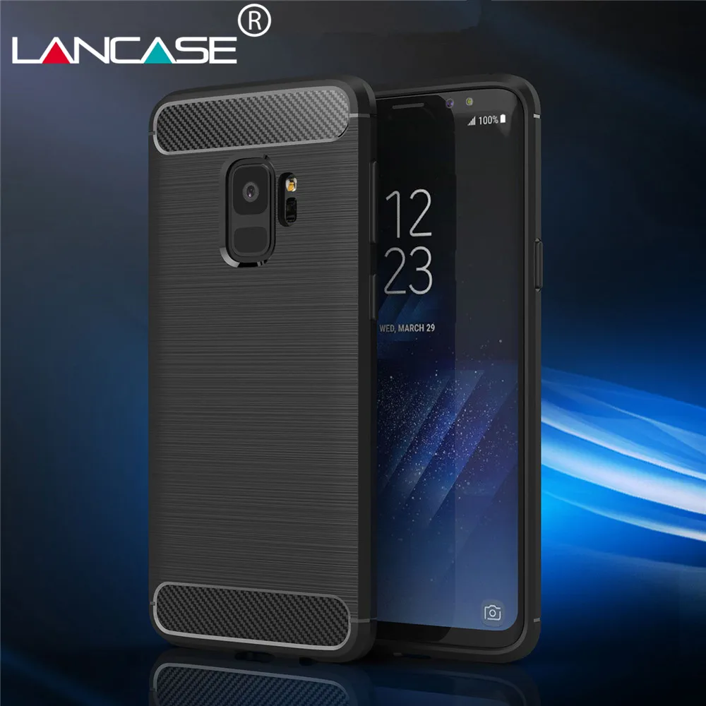 LANCASE TPU чехол для Samsung Galaxy S9 мягкий силиконовый Текстура углерода Plus сумка