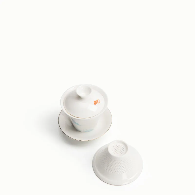 Простые бутик белого нефрита фарфор Быстрый Кубок 1 Gaiwan 2 Чай чашки Портативный