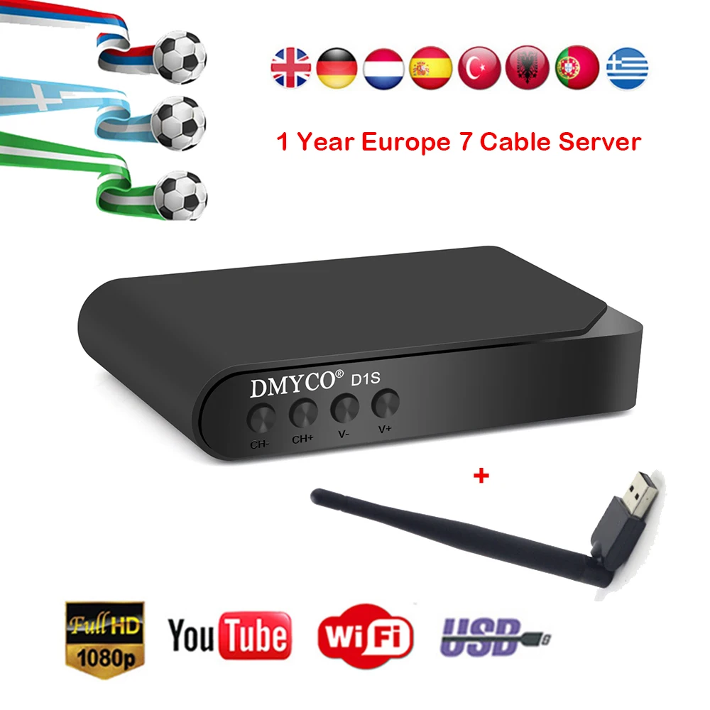 HD DVB S2 спутниковый ресивер Полное 1080 p рецепторов D1S декодер совместим с YouTube USB WI FI 1