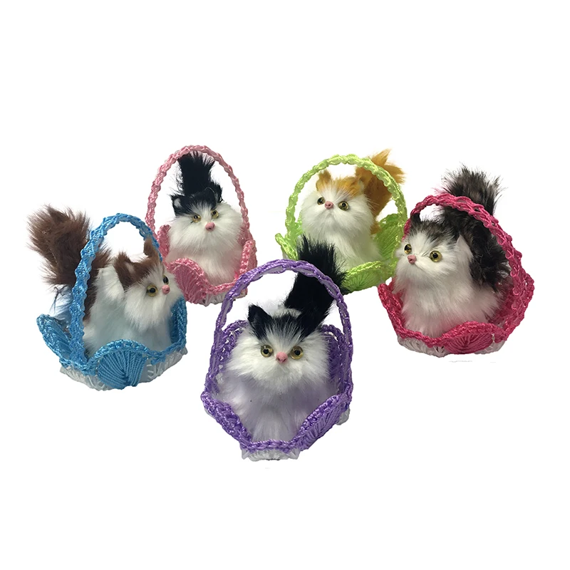 

2019 Hot Sale Affordable Products Realistic Plush Basket Cat Toy For Girls Kids Bauble Wholesale