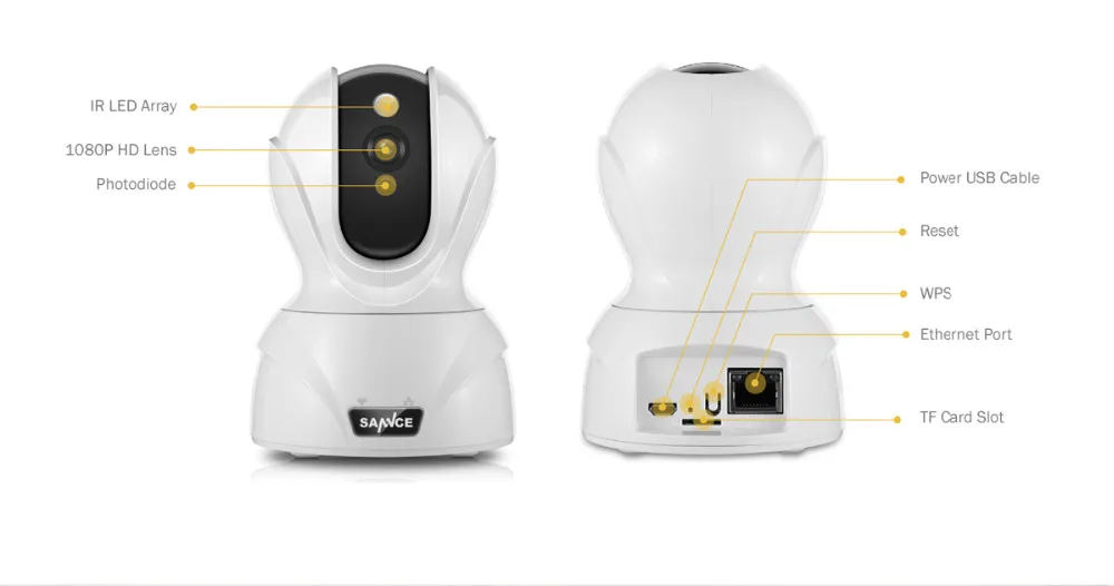 SANNCE 1080P Камера Безопасности умная Беспроводная ip-камера с поворотом/наклоном, мобильным нажатием и оповещением по электронной почте и многое другое
