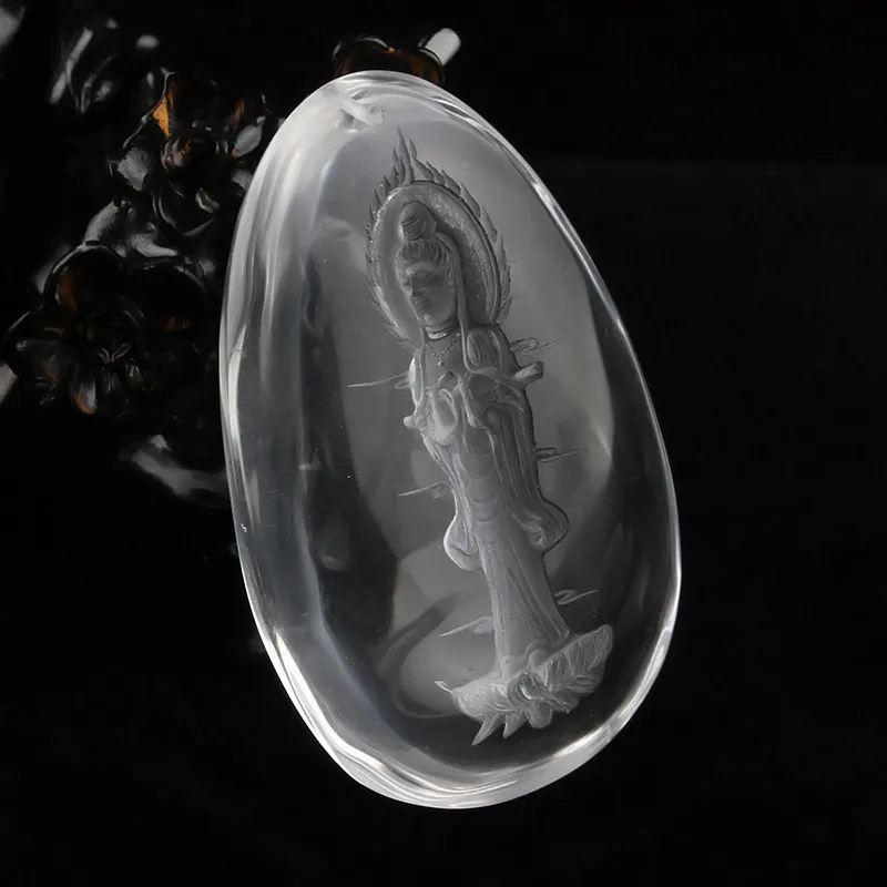 Аутентичные Природный кристалл кулон ожерелье стерео Гуаньинь Для мужчин и горе