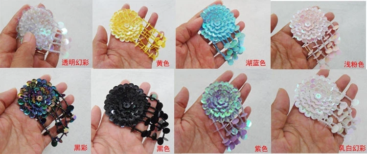 10.5cm Flower Tassel Sequin Patches Brooch Applique Vintage Embroidered Badge Fabric Patch Fashion Clothing Decoration Дом и сад