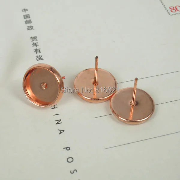 16 мм Новая розовая позолоченная круглая рамка лоток для серег гвоздиков набор