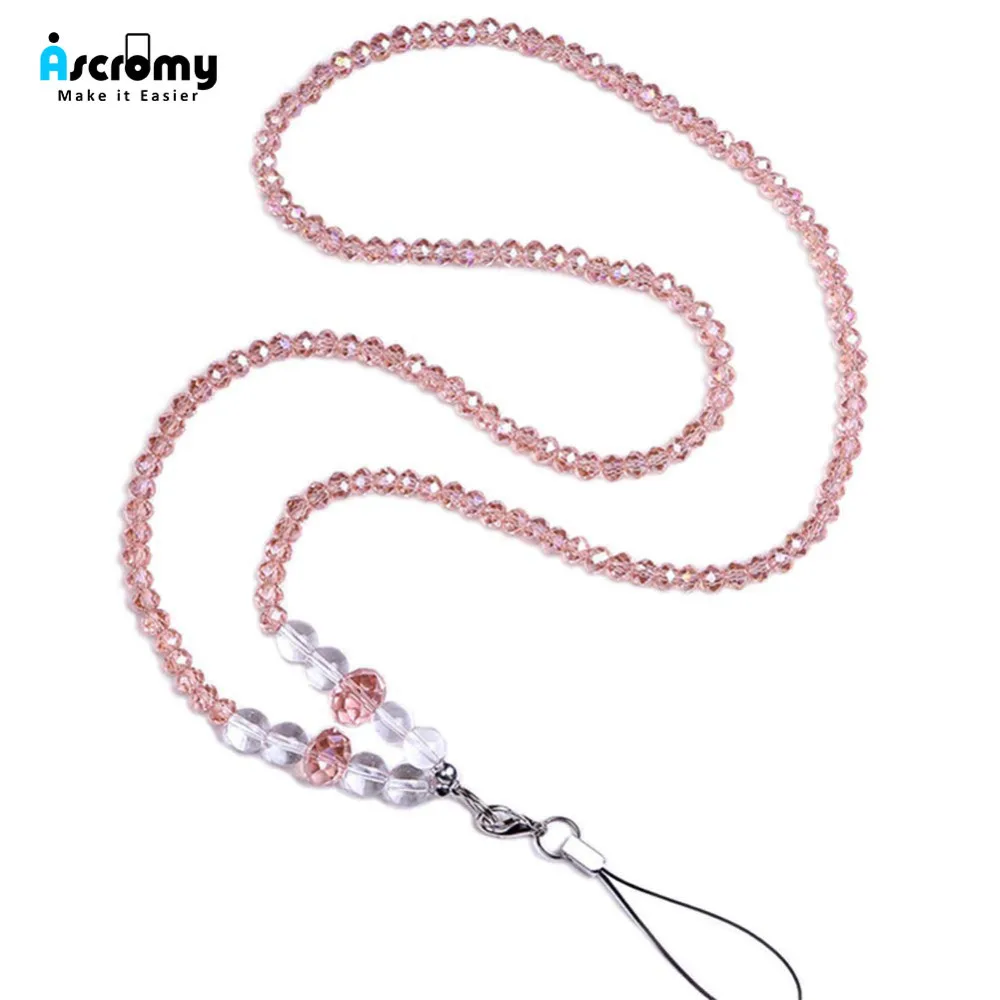 Ascromy Bling Crystal мобильный телефон ремешок на шею милый для iPhone ID Card Key Keycord Nekband брелок