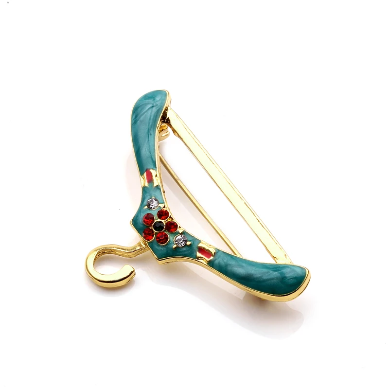 Синяя брошь-вешалка с красным кристаллом брошь в виде цветка эмалированные