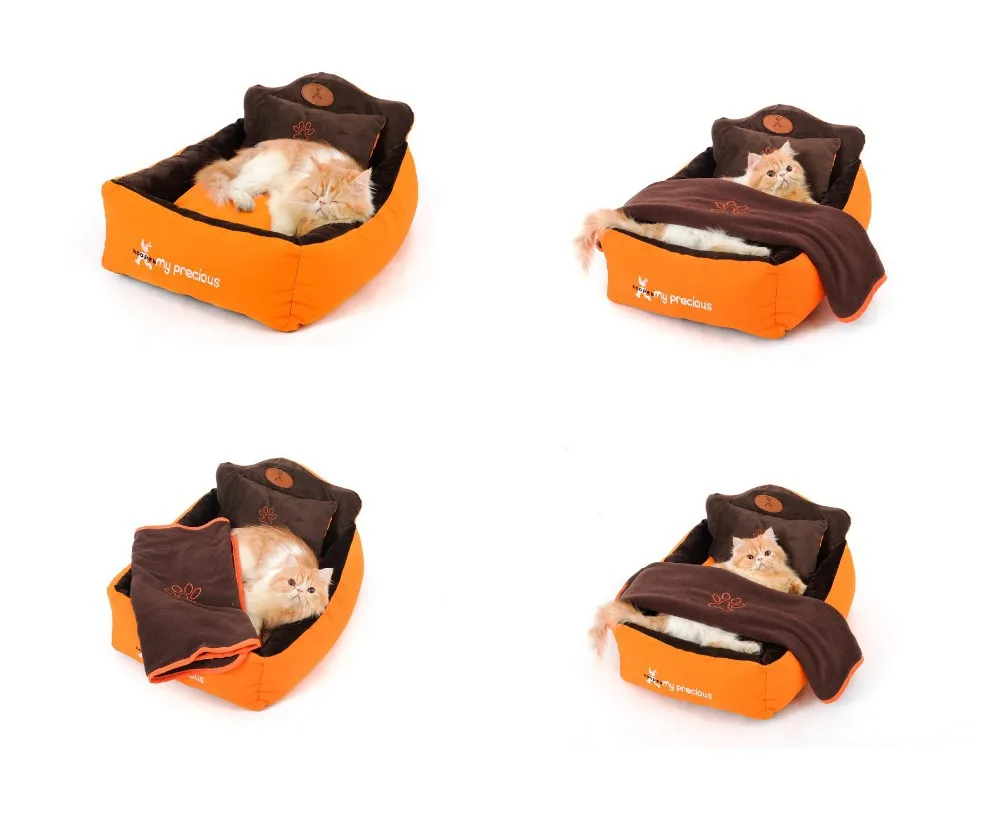 HOOPET Полностью съемный моющийся и 3 шт. Pet кошка собака кровать с двухсторонней Подушка, мягкие Подушка и Одеяло дом любимчика подарок