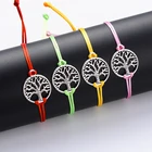 Винтажные Серебристые кулоны Цвет Древо жизни Шарм браслеты из нержавеющей стали для женщин и мужчин, для детей, одежда для сна, простой Красная Нить плетеный браслет пара, сделай сам, ювелирное изделие, подарок