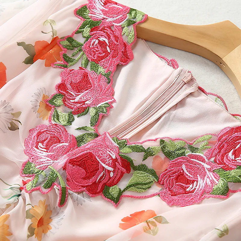 Платье женское длинное с цветочным принтом модное вечернее пляжное элегантное