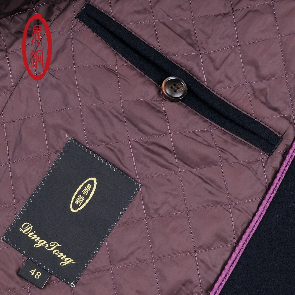 DINGTONG Шерстяное Пальто Мужчины Повседневная Slim Fit Двойной Брестед Высокое