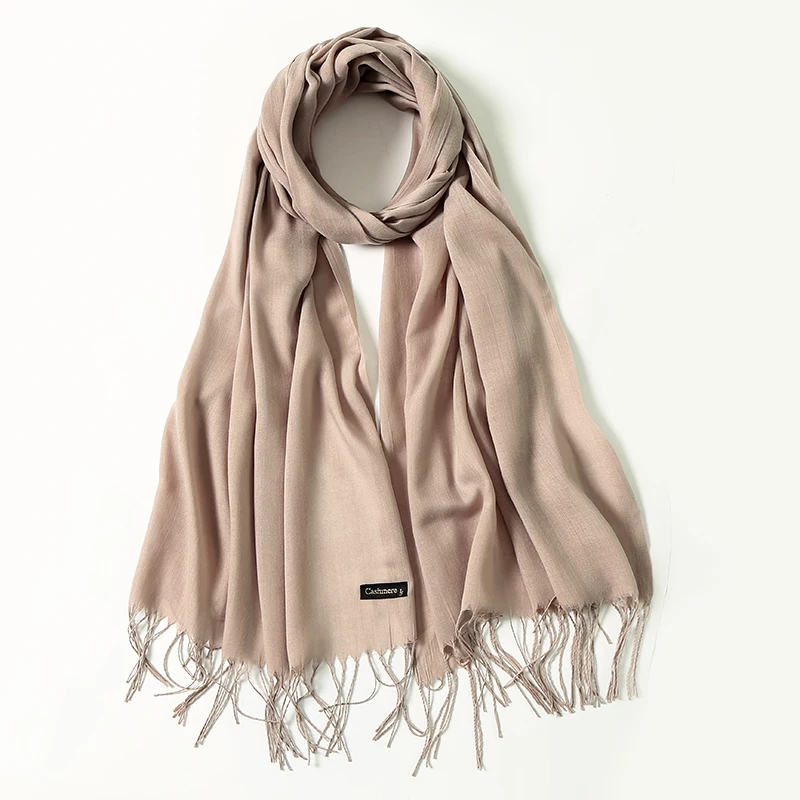 Роскошные брендовые летние тонкие шарфы для женщин, шали и палантины, модные однотонные женские хиджаб, Палантин из пашмины, кашемировый платок